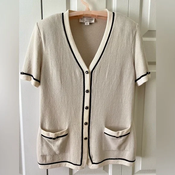 St. John 2 Piece Knit Cardigan Pant Set Sz4/6 - Picture 2 of 16